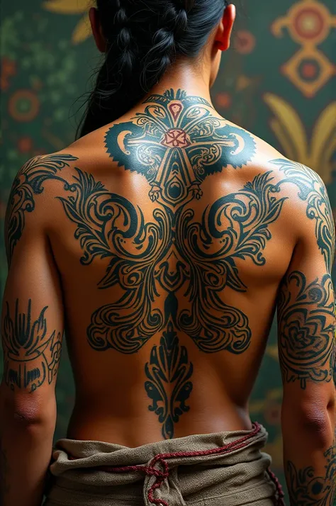  A background showing different cultural tattoos of ancient people, such as African tribes or Maori .