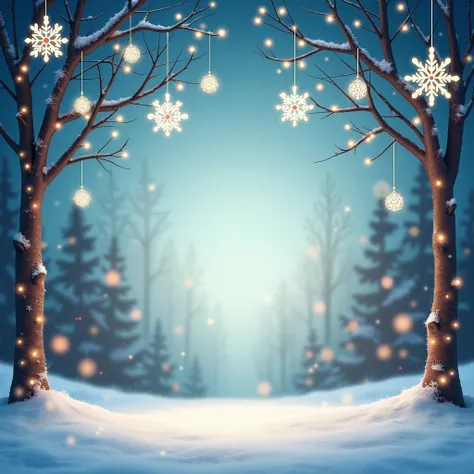 **Summary:** The poster template description outlines the creation of an engaging recruitment poster using an AI design tool. 

- **Background:** Features a vibrant winter scene with snowflakes and glowing fairy lights, utilizing a warm color palette of bl...