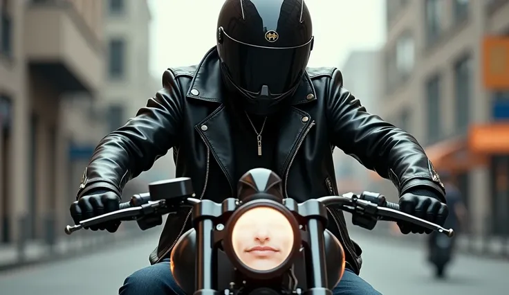 homme sur une moto avec un blouson de cuir