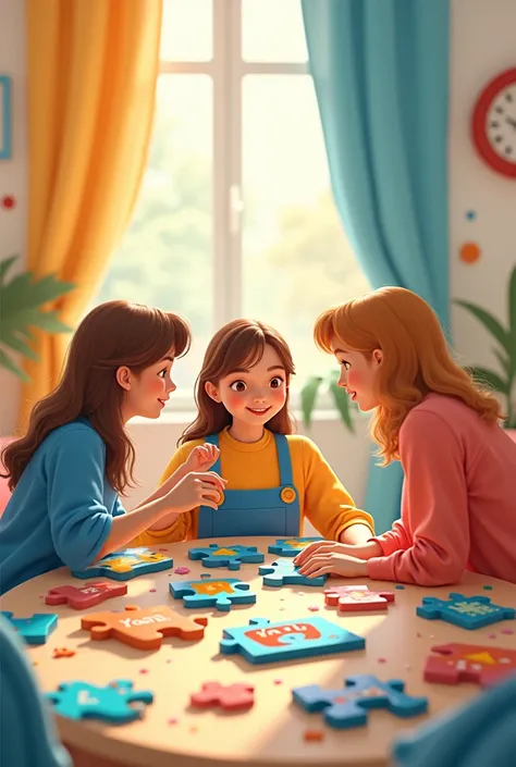 I play ,  you play and she plays with puzzles