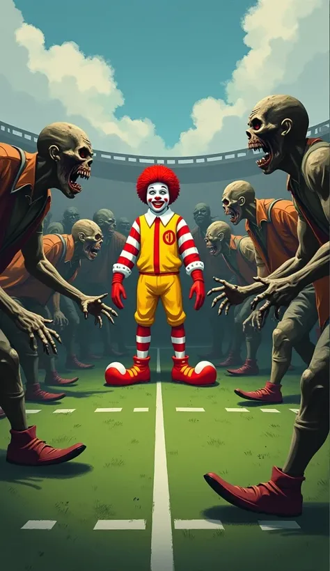 Ronald vs boos zombie fight in Football field