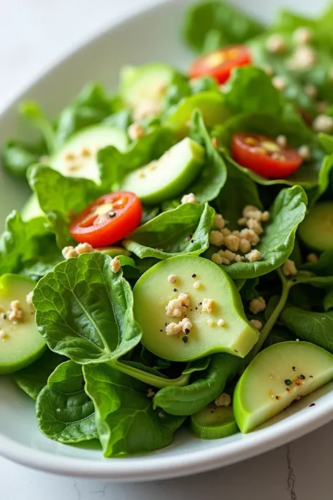 Make a salad of arugula ,  romaine lettuce and American lettuce 