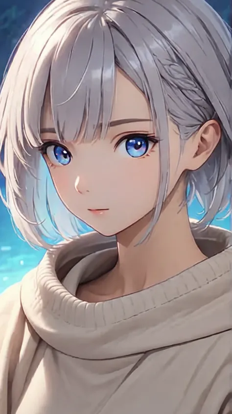 1girl, animation style, (8k, best quality, masterpiece:1.5), vibrant colors, crisp details, Best Illumination, cinematic lighting, sharp focus, Perfect Anatomy, short silver hair, sleek and casual hairstyle, light natural hair highlights, slightly tousled ...