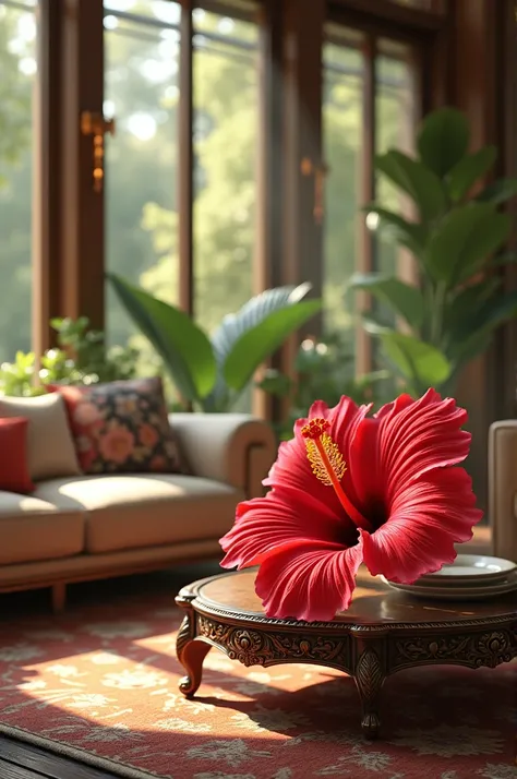 I need a beautiful sitting room with hibiscus flower 