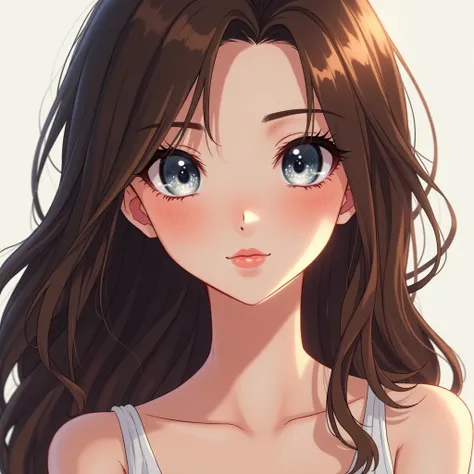 artwork, japanese anime style, maximum resolution UHF, imax format, (((anime girl))) Beautiful Romanian girl with an oval face and a slightly defined jaw, which provides a balance between softness and structure, complemented by a thin, slightly pointed but...