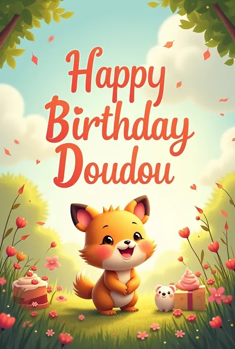 Give me a very pretty picture for my sister Doudou 
Who reads Happy Birthday Doudou on his email

