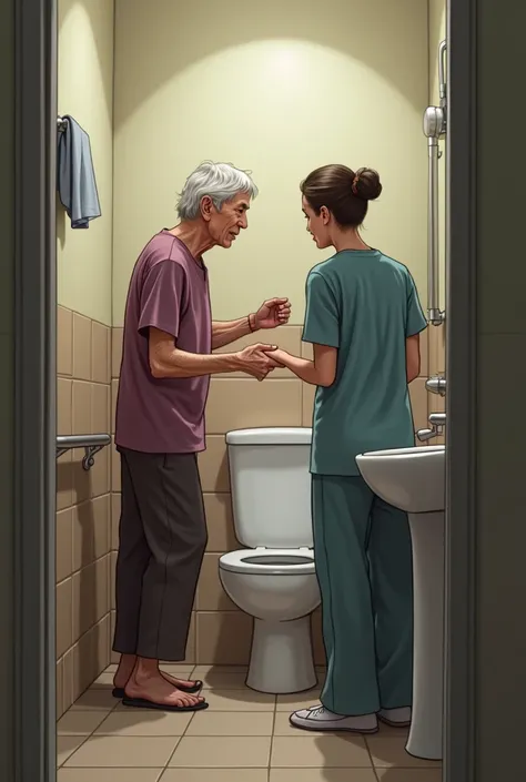 the patient goes to the bathroom alone,  alone but may require supervision or minor hygiene help