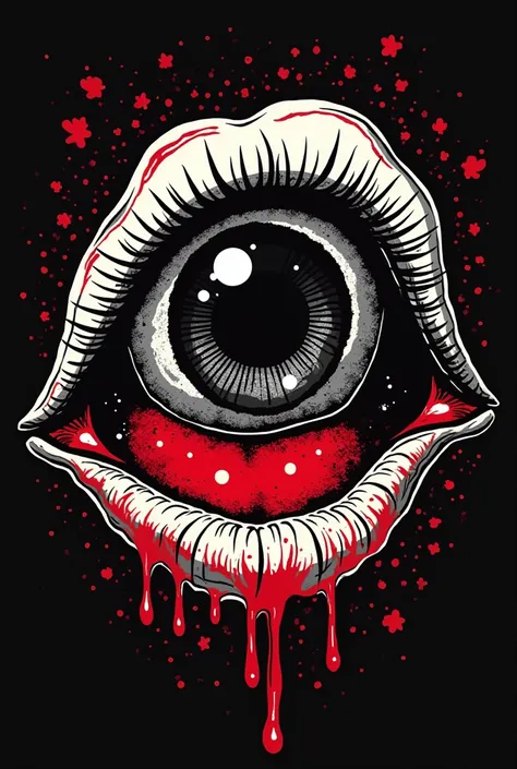  A logo for a classic punk rock band, The logo should say eye to the belly in Spanish, white, black and red.