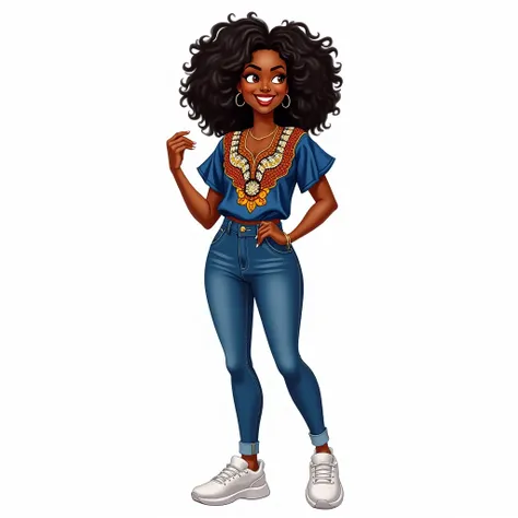 A digital illustration of Kenia, a young Black woman with a radiant and confident demeanor.

Physical Features:
Kenia has honey-colored eyes that convey warmth and curiosity. Her afro hair is styled in loose, natural curls that frame her face beautifully, ...