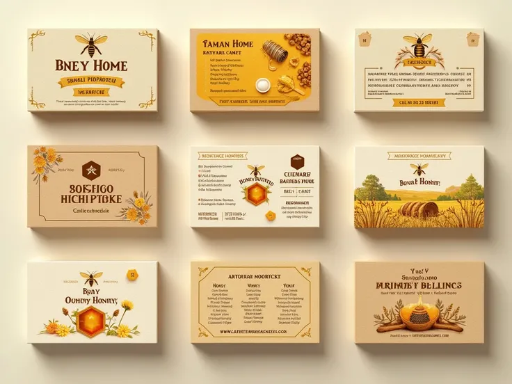  honey seller business card layout, 6 options 