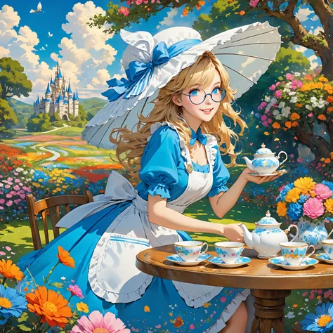 Prompt:
Basic Quality Settings:
masterpiece, high quality, very high resolution, vibrant colors, intricate details.
Style & Theme:
whimsical wonderland, bright and playful atmosphere, colorful and fantastical.
Main Character:
Alice as the centerpiece, dyna...