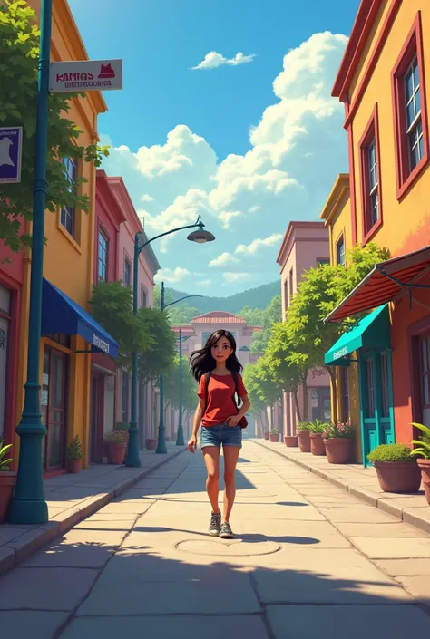  Sofia walks south on Main Avenue ,  and then turns left on Calle Los Pinos . The library is to the east of her house ,  since it is on Calle Los Pinos near the intersection with Avenida Libertad.

