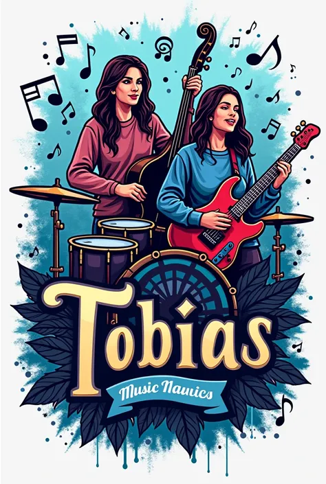  acts as a designer and creates the design of a t-shirt with sublimation related to music and with the colors light blue , black and white for the members of the music ministry Tobías . That it contains things related to music and that it contains signs th...