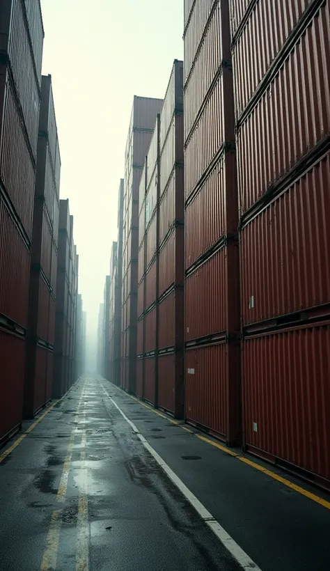 A lot of big containers block the road High Resolution, UHD, High Quality, Anatomically Correct, Cinematic Lighting, 