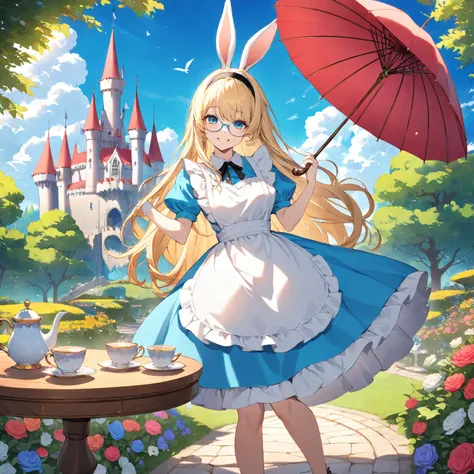 Prompt:
"Basic Quality Settings:
Masterpiece,
High quality,
Very high resolution,
Vibrant colors,
Intricate details
Style & Theme:
Whimsical fantasy,
Soft lighting,
Classic anime style,
Pastel tones,
Character:
Alice:
Alice in the center,
Dynamic pose,
Hol...