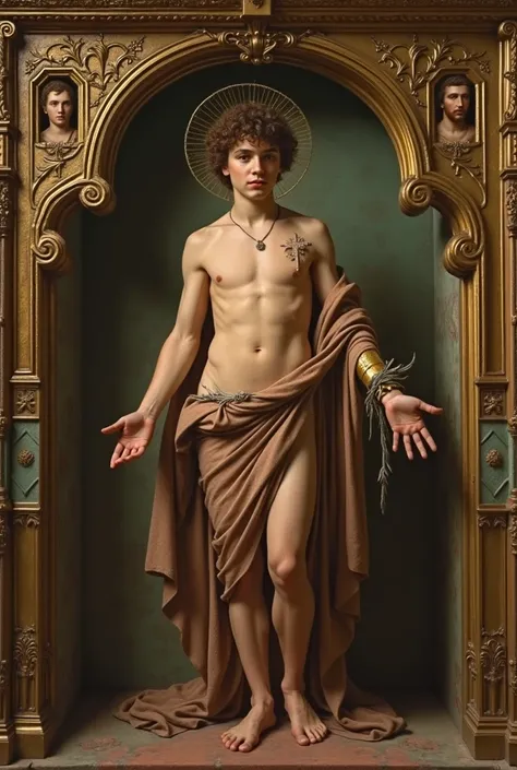  create an image of Saint Sebastian ,  more Catholic style  , Not too naked .