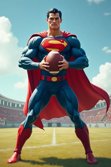 Superman pumping a football 