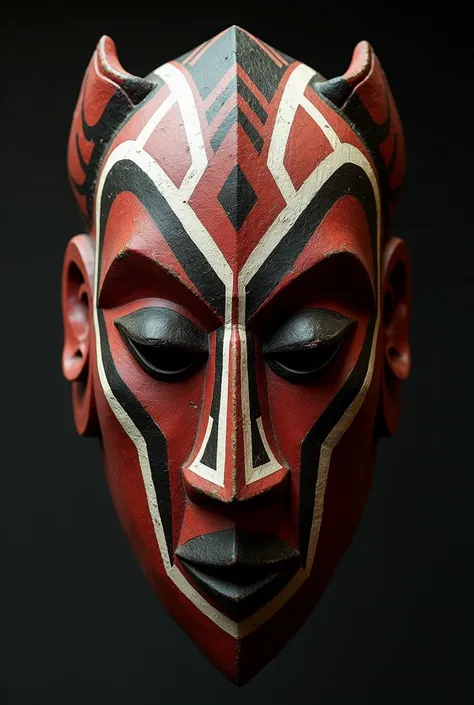 African tribal mask for men in red, white and black colors 