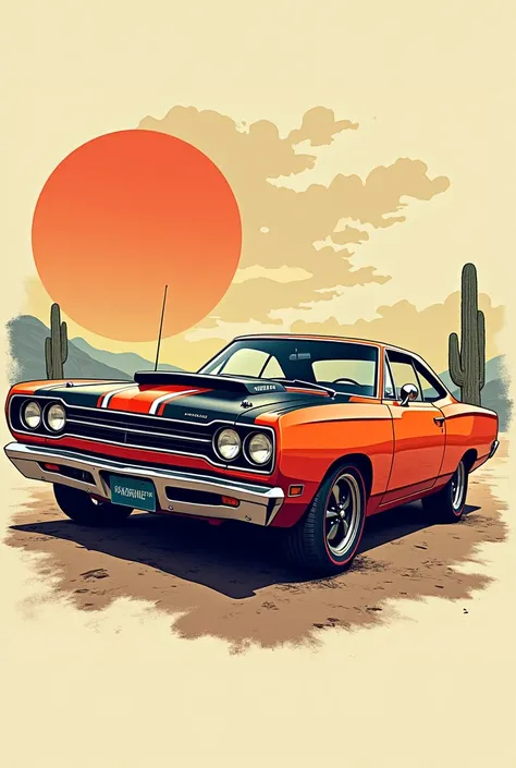 A Plymouth Roadrunner in illustration style art