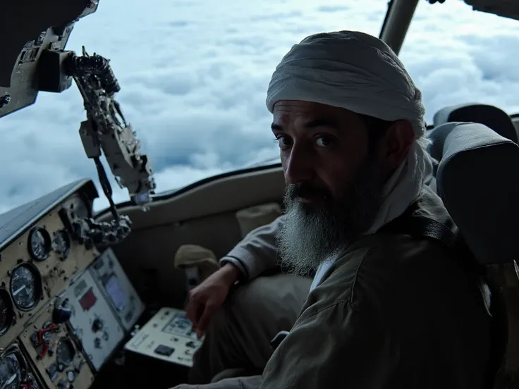 osama bin laden flying a plane 