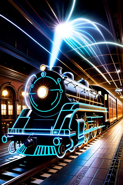 Time-Traveling Train, speed light, Clock, by Jordan Grimmer.
best quality, masterpiece, intricate details, ultra-detailed