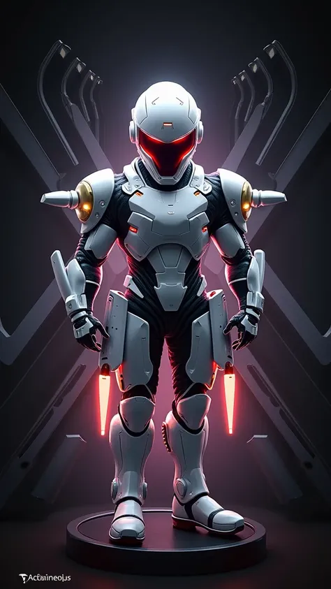 Create man/ With Hi Tech helmet / futurist/  Large Red Visor / Rocket-Propelled Legs/ 