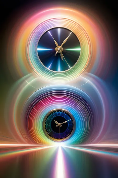 Time-Traveling Train, speed light, Clock, by Gabriel Dawe, Gradient color.
best quality, masterpiece, intricate details, ultra-detailed