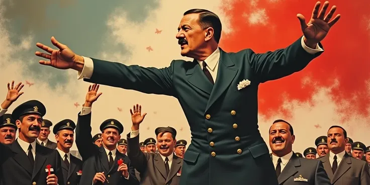 Poster nazi germany Adolf Hitler throwing a zig