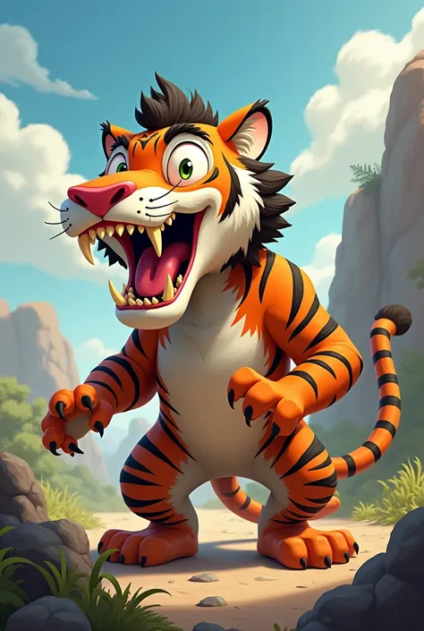 Saber-toothed tiger in cartoon