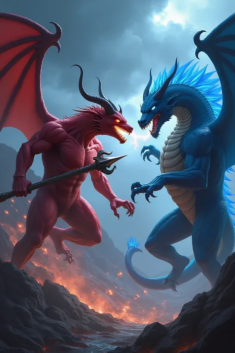 Red Demon fights a Blue Dragon