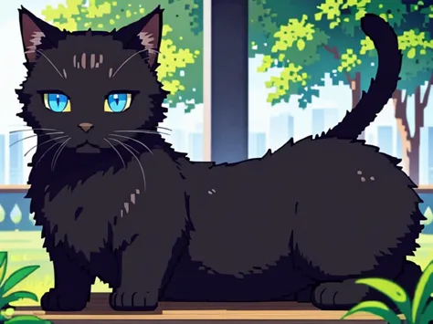 black cat with blue eyes, beautiful quality