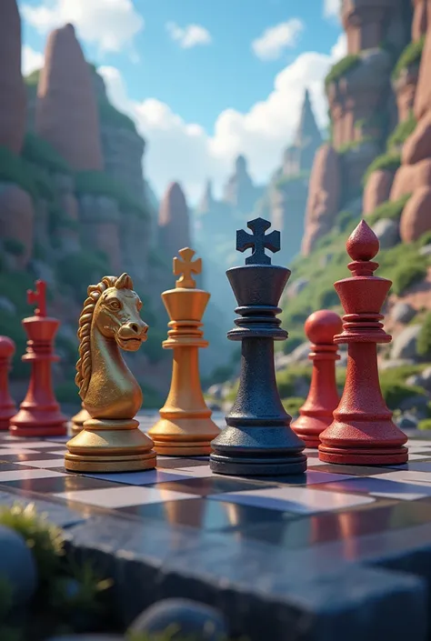  generate chess pieces with the League of Leagends theme for me in a simple way but that each piece is represented with its original value, I need you to do it as if it were a 3D render 