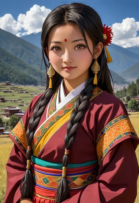 Bhutanese girl in traditional dress