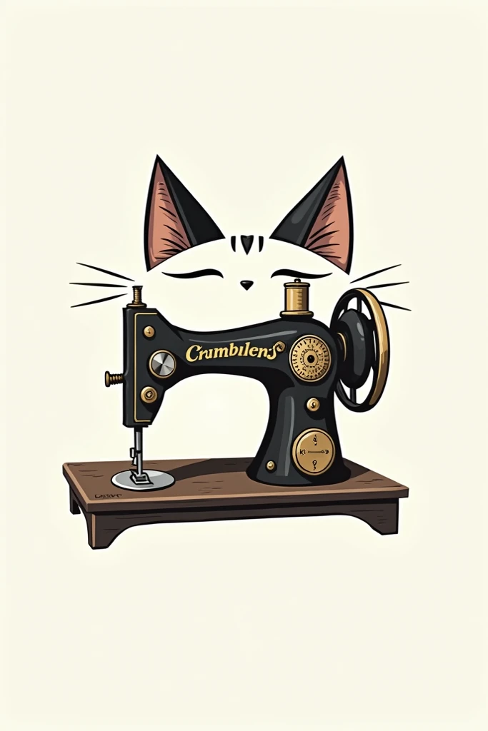 hello! Make a logo for me brand Crumbling .  that includes a sewing machine and cat ears