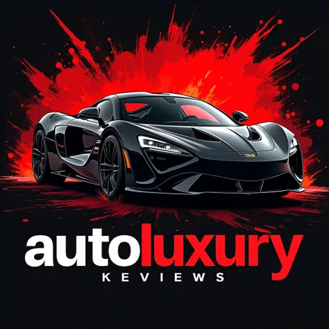 A sleek, stylish illustration of a black luxury car with detailed highlights, placed in front of an intense red splatter and abstract background. The design features sharp angles and dynamic strokes, giving it a modern, bold, and aggressive feel. The text ...