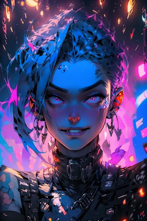 8k arcane style quality, digital drawing, jinx, league of legends, full body, in a cyberpunk city, masterpiece, rich colours, beautiful colours, rich shadows, rich light, natural shadow, ultra hd, high definition, vibrate colours 