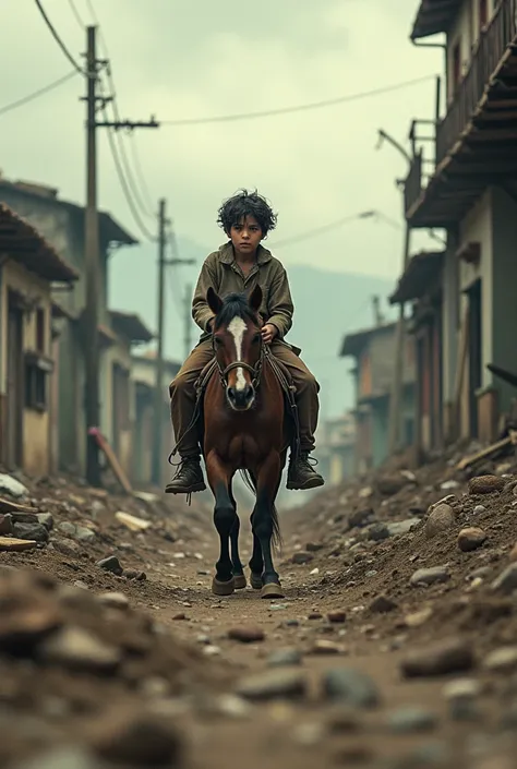 Vignette 2:

image: Flashback.  Young Jacinto rides along a path full of debris after the earthquake .
 internal dialogue : "In 1868 ,  an earthquake transformed Quito into ruins and Imbabura into hell .  I ran to my family ."