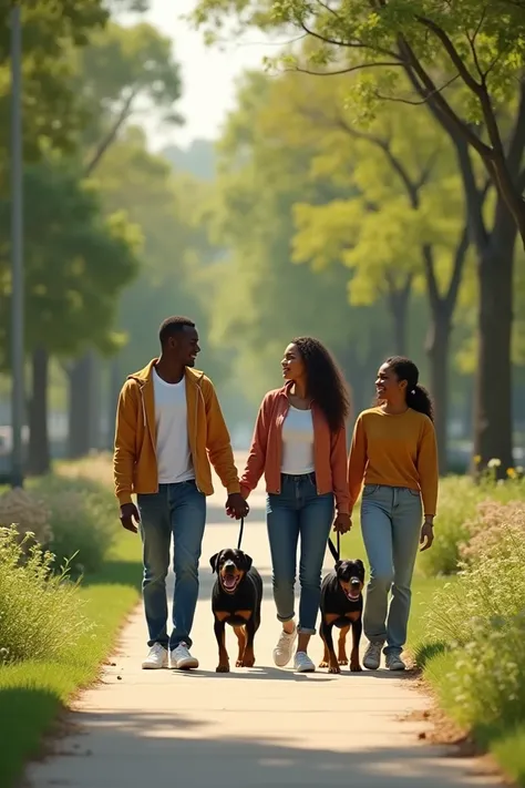 A black husband and wife and their 2 teenage daughters took an afternoon walk with their pets 2 rotweiler dogs