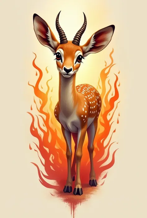 Create a tattoo by combining fire and baby Gazelle 