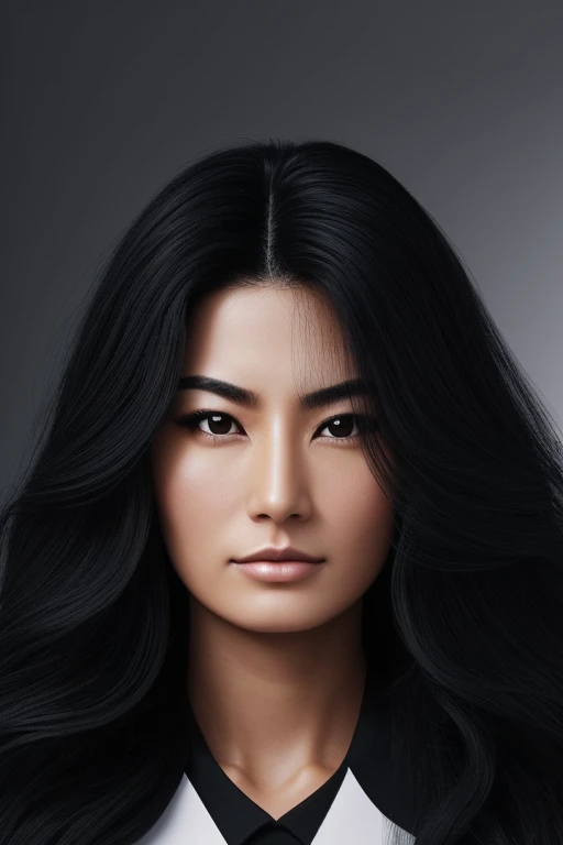 jet black hair,most very long hair,most very lion hair,most very wolf hair,most very frizzy hair,coarse hair,most very spread hairstyle,thick hair,fluffy hair,most very heavy weight hair,hair covering left eye,heavy looking hairstyle,most very voluminous h...