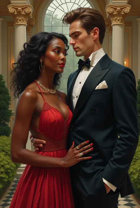 biracial couple fanfic cover, arranged marriage, rich, white boy, black girl