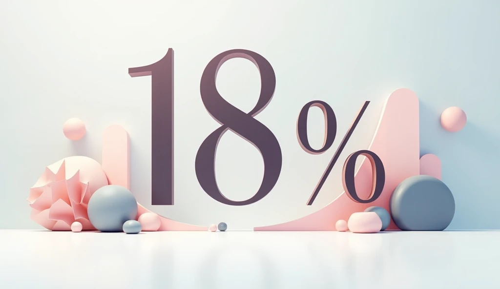 "illustrative graphic representing percentage 18%, modern tones, elegant animation in minimalist style"