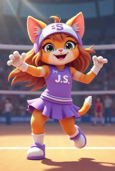 Super Kitty Volleyball Cheerleader in Lavender costume.
Have initials J. S. in the middle of the costume. She is in Love.
