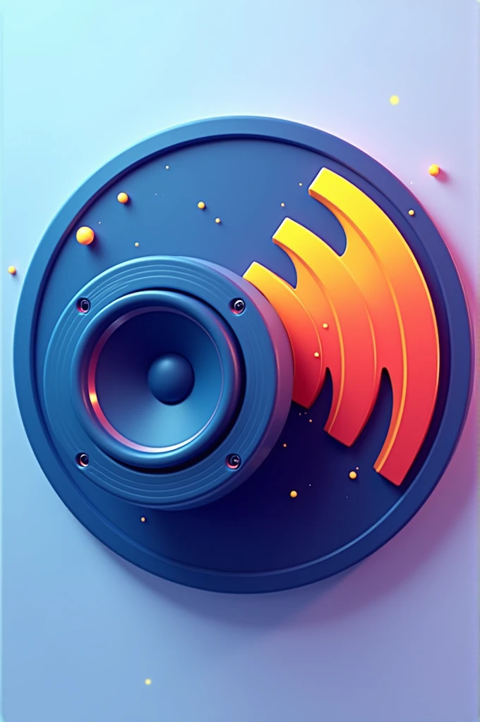  Here is a more vibrant and striking description for the icon :  

" A stylized and animated sound icon with a colorful and modern look .  The speaker must be represented with a 3D design in shades of blue and black ,  with reflections that give the sensat...