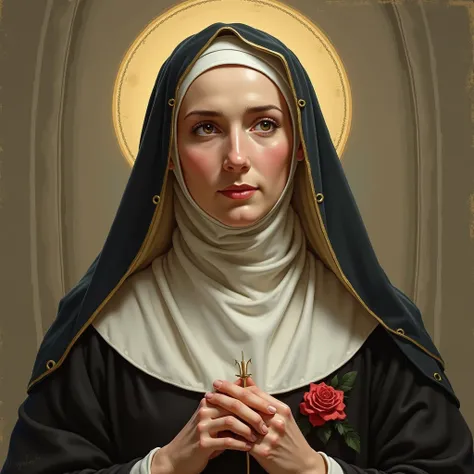 a realistic portrait of sainte rita 