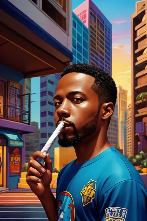 50mm lens, 4k resolution, of isometric geometric digital graphics, medium used is liquid foil watercolor, finished with airbrush, Nate Dogg got hoz in different area codes. Scene: Nate Dog is smoking a joint in luandromat of apts his girl is living at, he ...