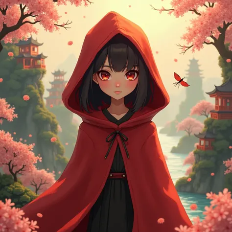 Red Hooded Girl in Chinese Fantasy World 