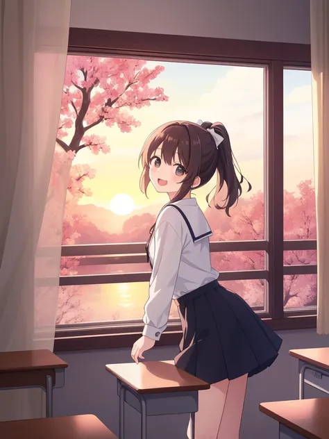  Ultra Detailed ,masterpiece, best quality,jcf,  1 girl,, Black ponytail ,Big Bow,, slouching forward,classroom, blackboard ,machine, Window , shirt, skirt,  open your mouth and laugh、


 you give me white wild roses your eyes smile brightly &#39;s are alw...