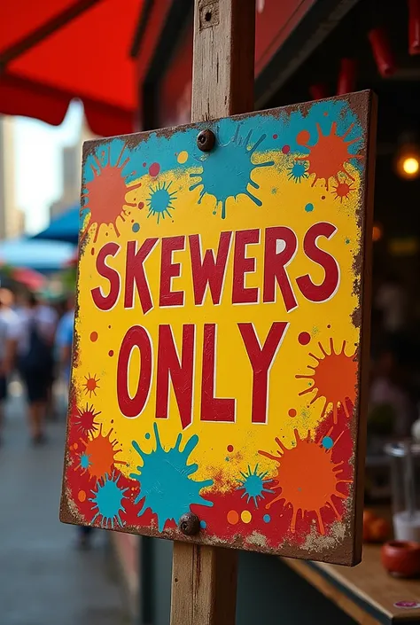 I want a sign for me stand selling Skewers only letters