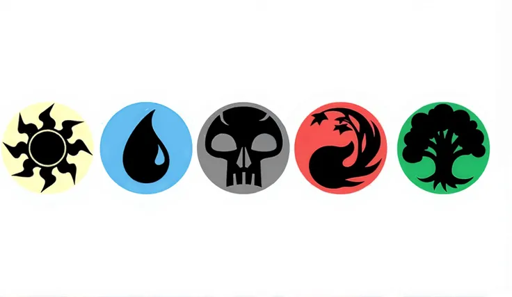 Ultra High resolution artwork of Magic The Gathering Mana Symbols